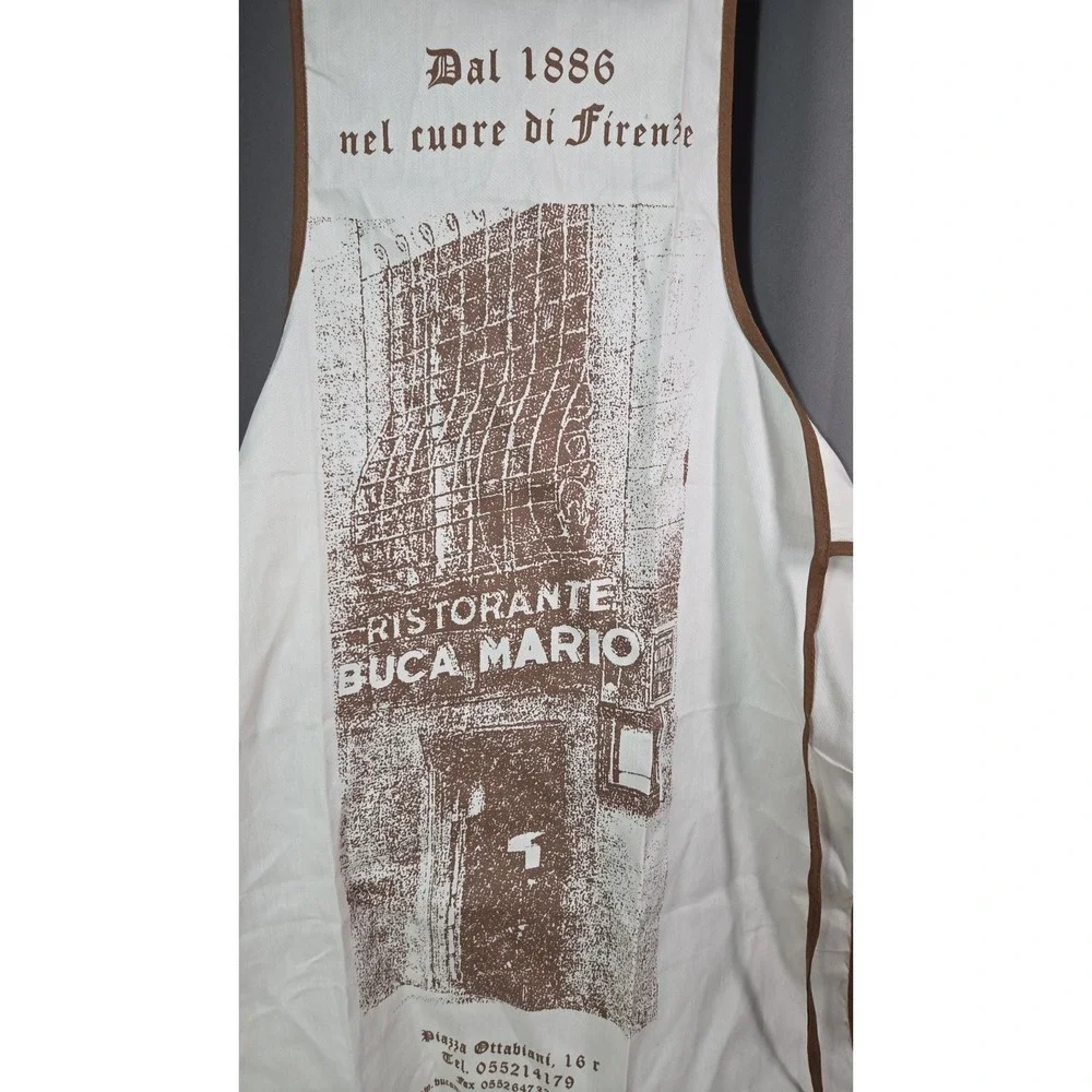 Ristorante Buca Mario Italy Piazza  Cream Brown Trim Apron Historic Florentine